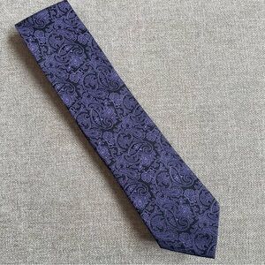 Chaps Purple Black Paisley Brocade Silk Men’s Tie Office Professional Work Wear